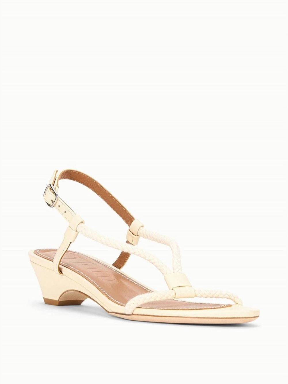 STAUD Cream T-Strap Low Heel Sandal Sz 38 - Picture 6 of 6